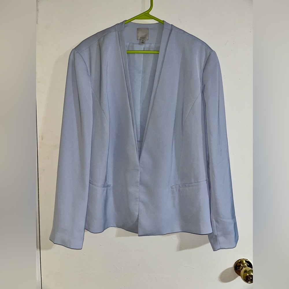 Jacket Size 18 Halogen Pale Blue Open-Front Blazer Office Dressy Classic